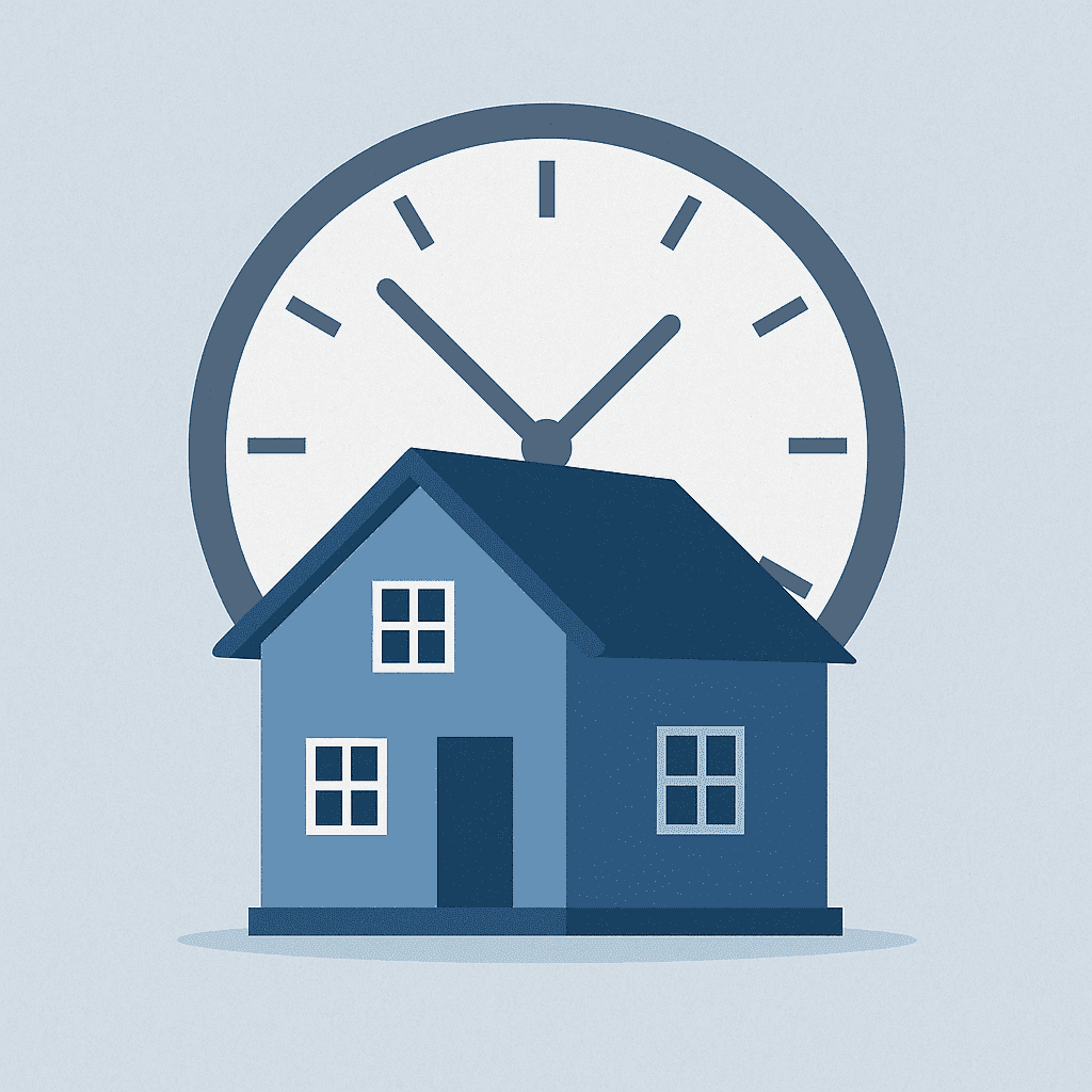 House with clock overlay – Inheritance Tax 7-year rule for property gifts.